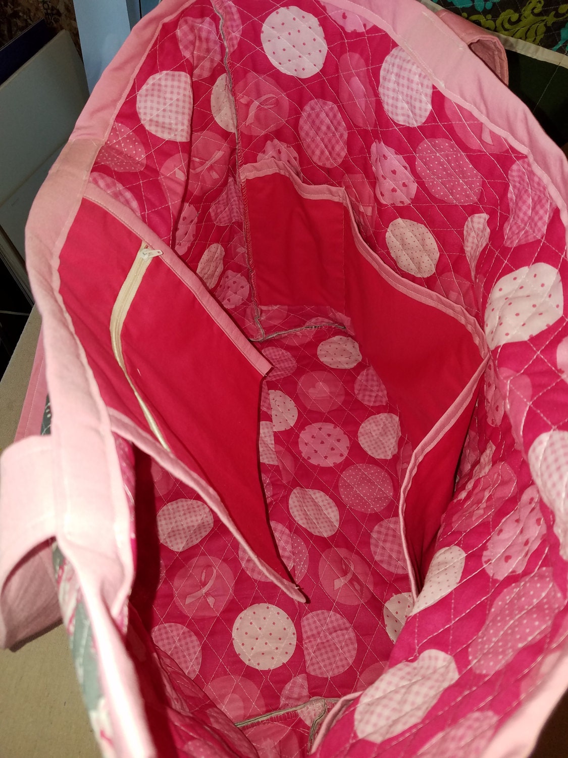 Large Travel Tote - Pink & Gray