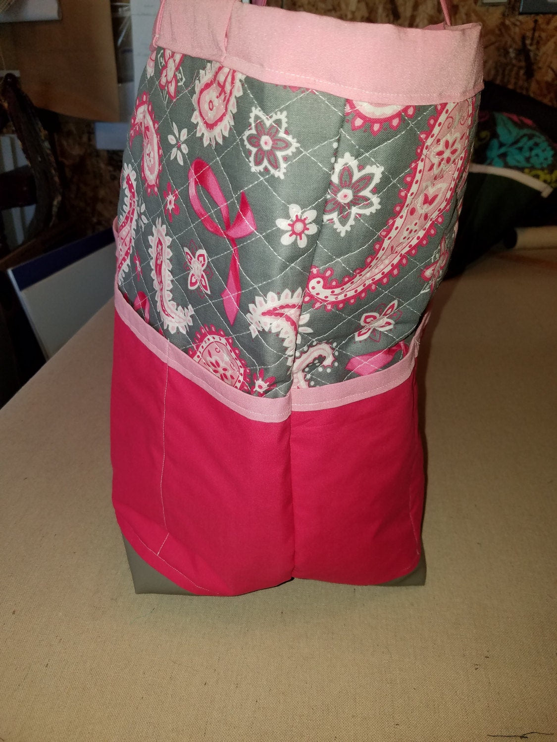 Large Travel Tote - Pink & Gray