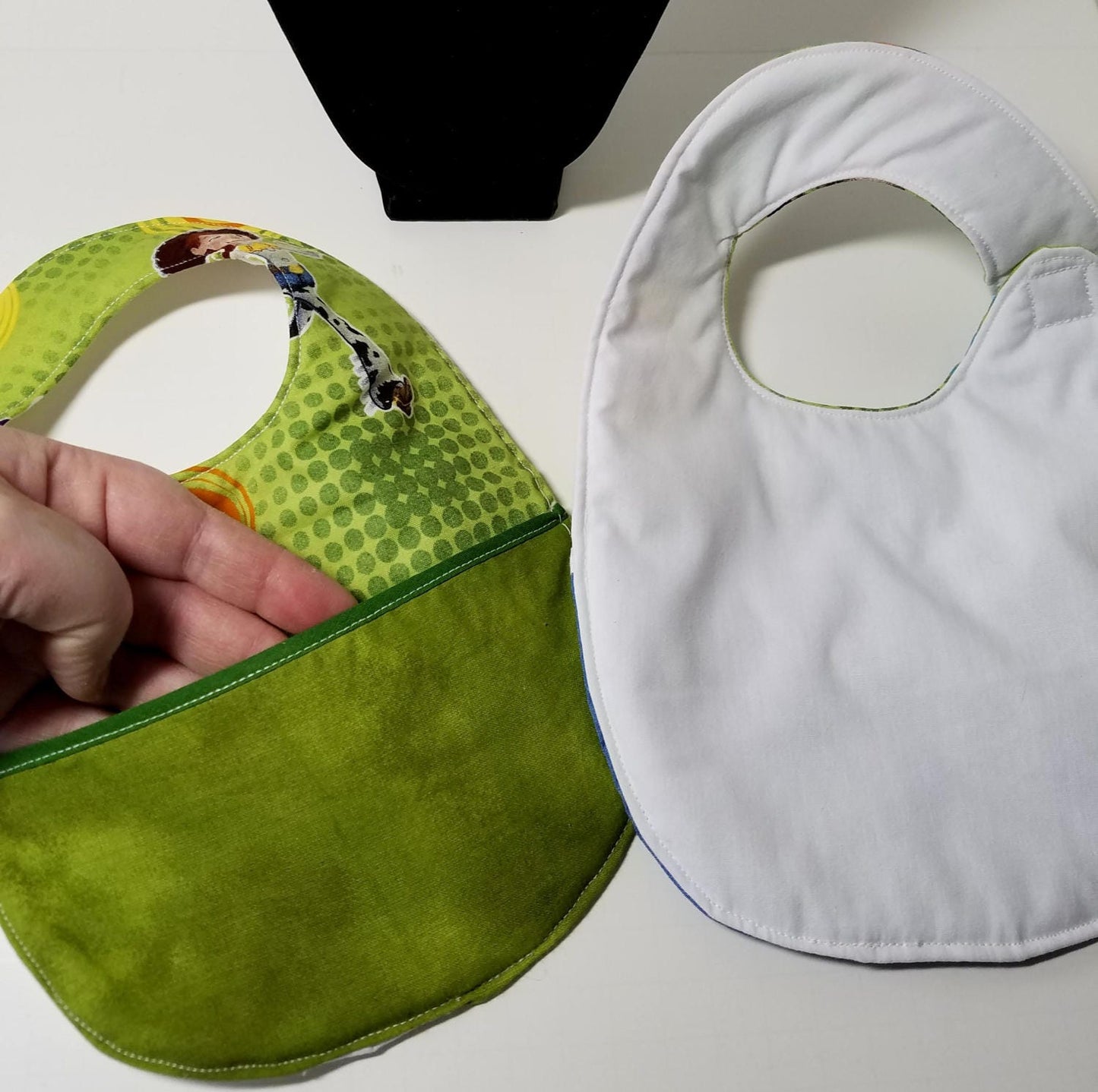 Infant Bib, Drool Bib, Catch Pocket Bib, Toy Story Fabric