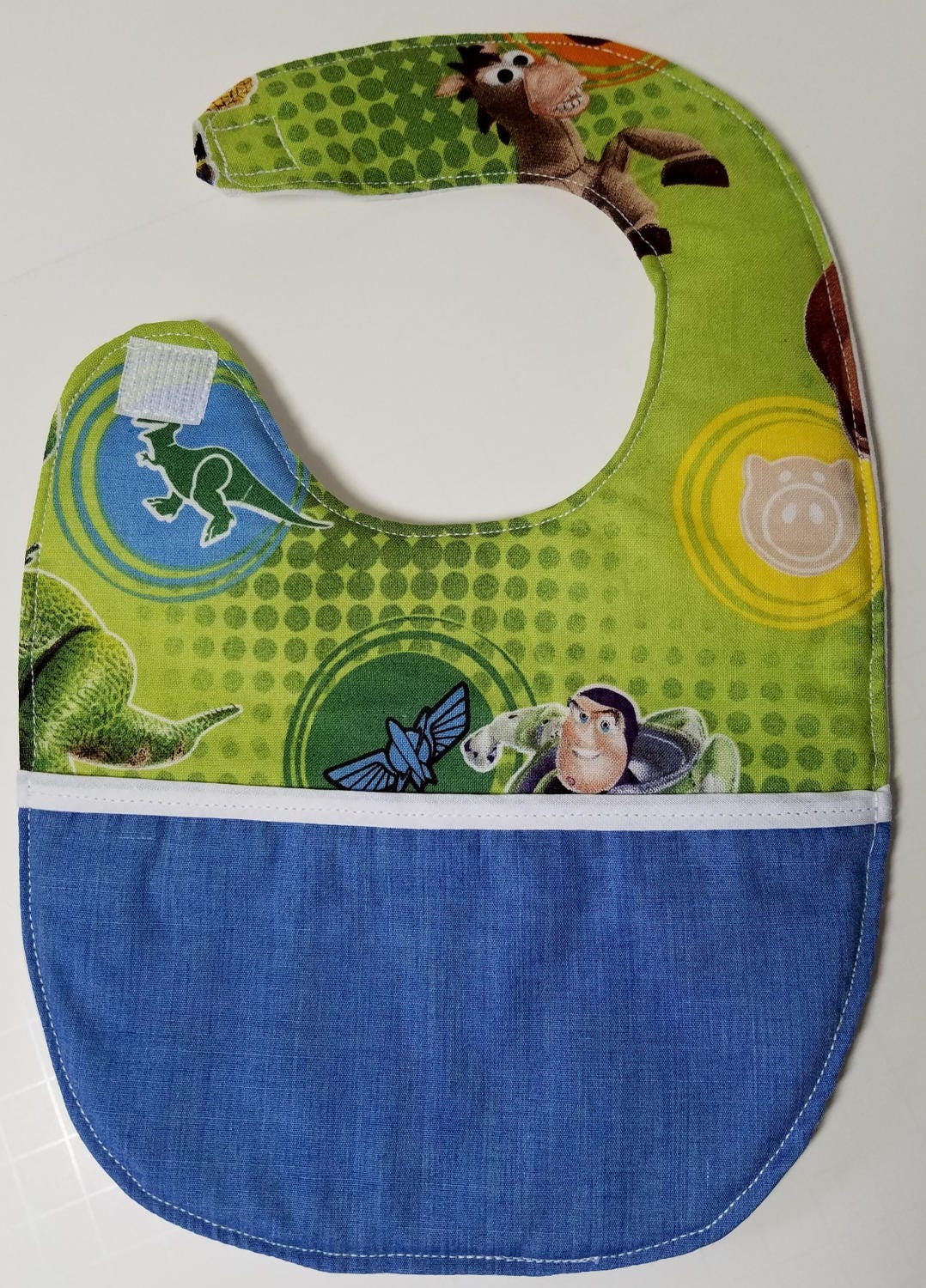 Infant Bib, Drool Bib, Catch Pocket Bib, Toy Story Fabric