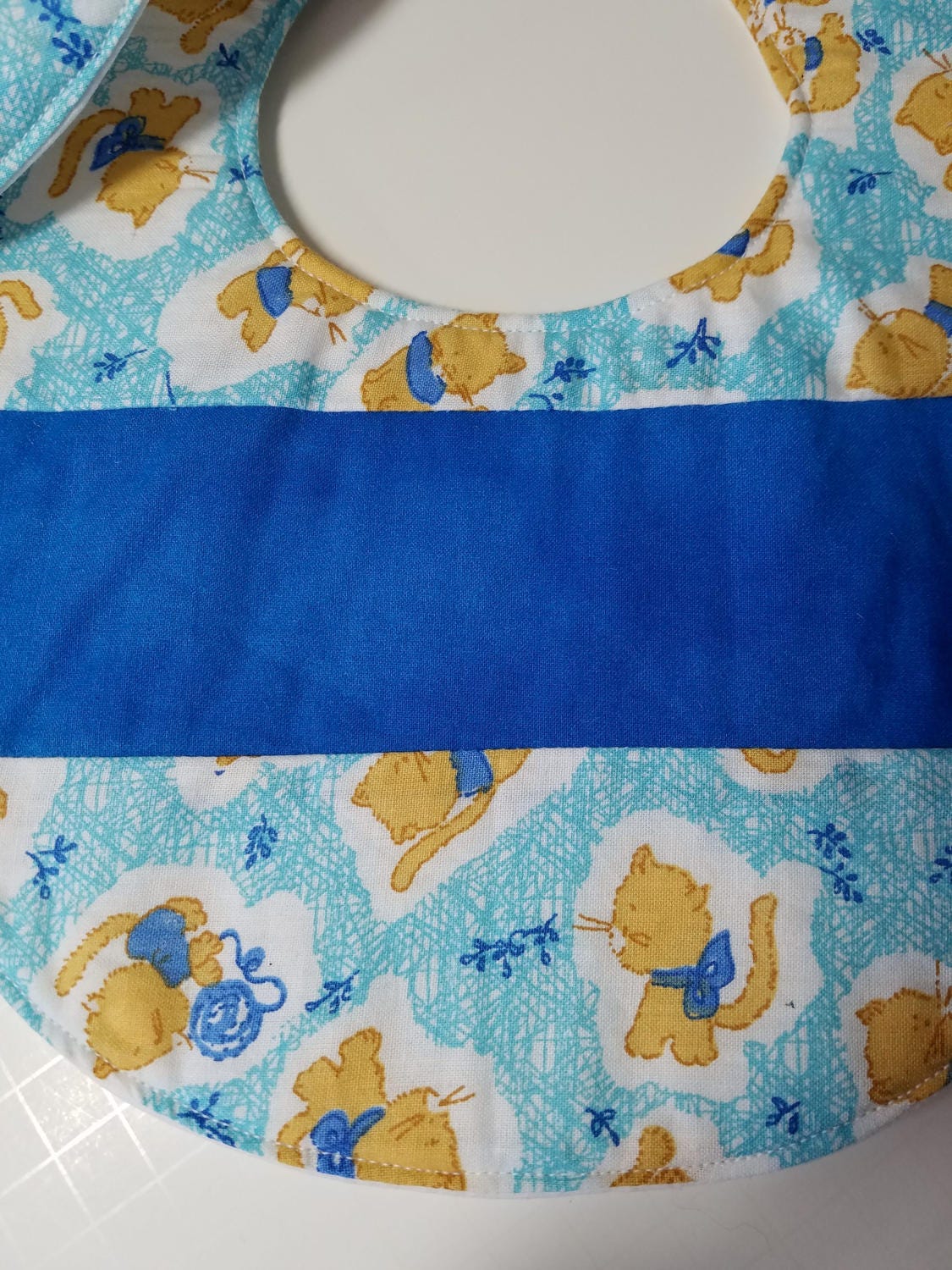 Infant Bib, Drool Bib, Vintage Cat Fabric