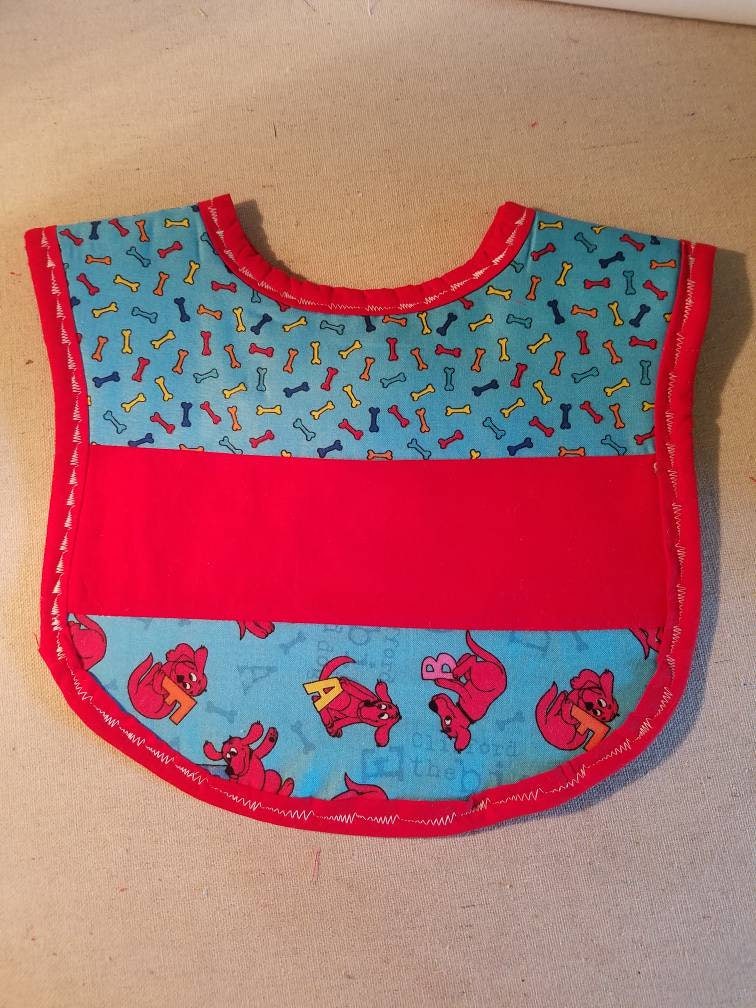 Toddler Bib, Drool Bib, Clifford the Big Red Dog Fabric