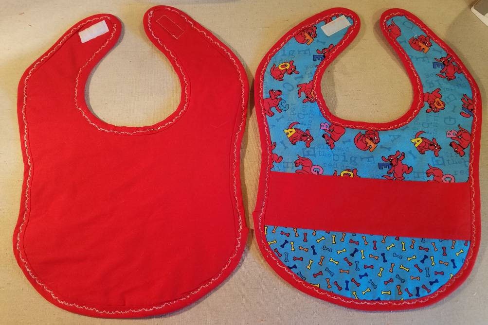 Toddler Bib, Drool Bib, Clifford the Big Red Dog Fabric