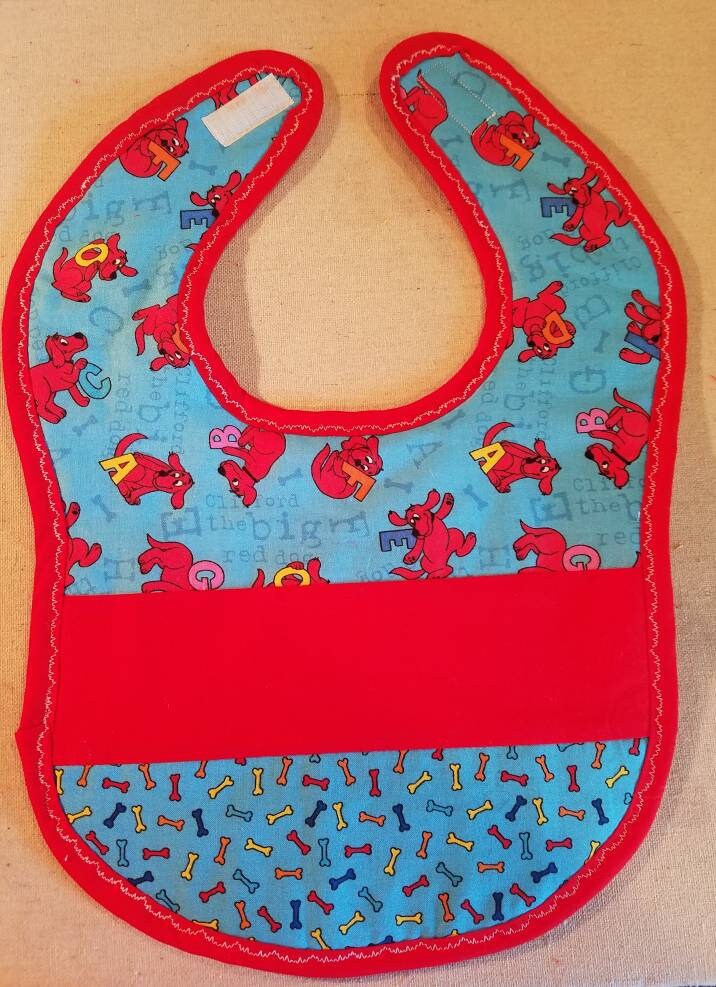 Toddler Bib, Drool Bib, Clifford the Big Red Dog Fabric