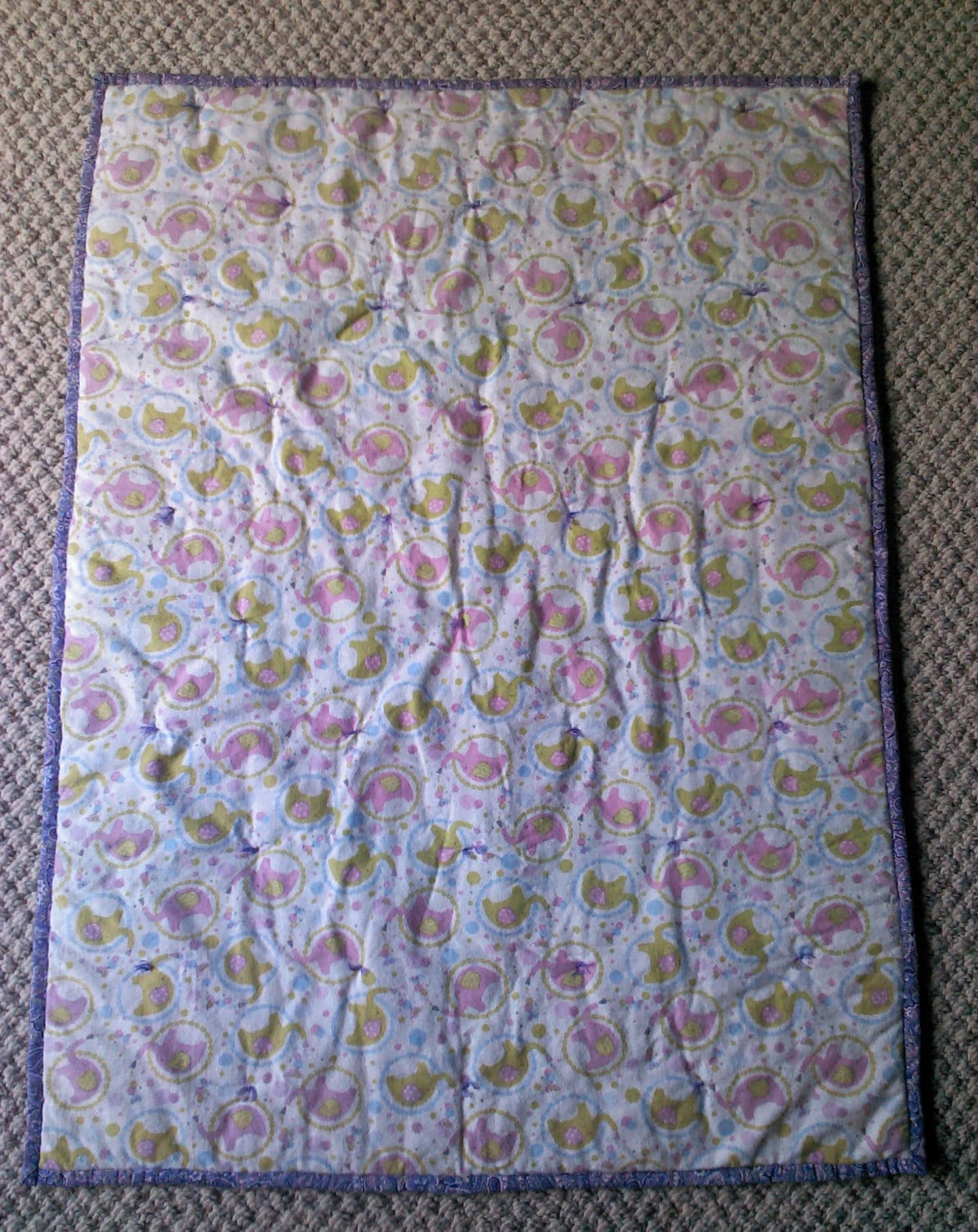 Baby Girl Quilt- Pastels Rainbows and Elephants-Jelly Roll