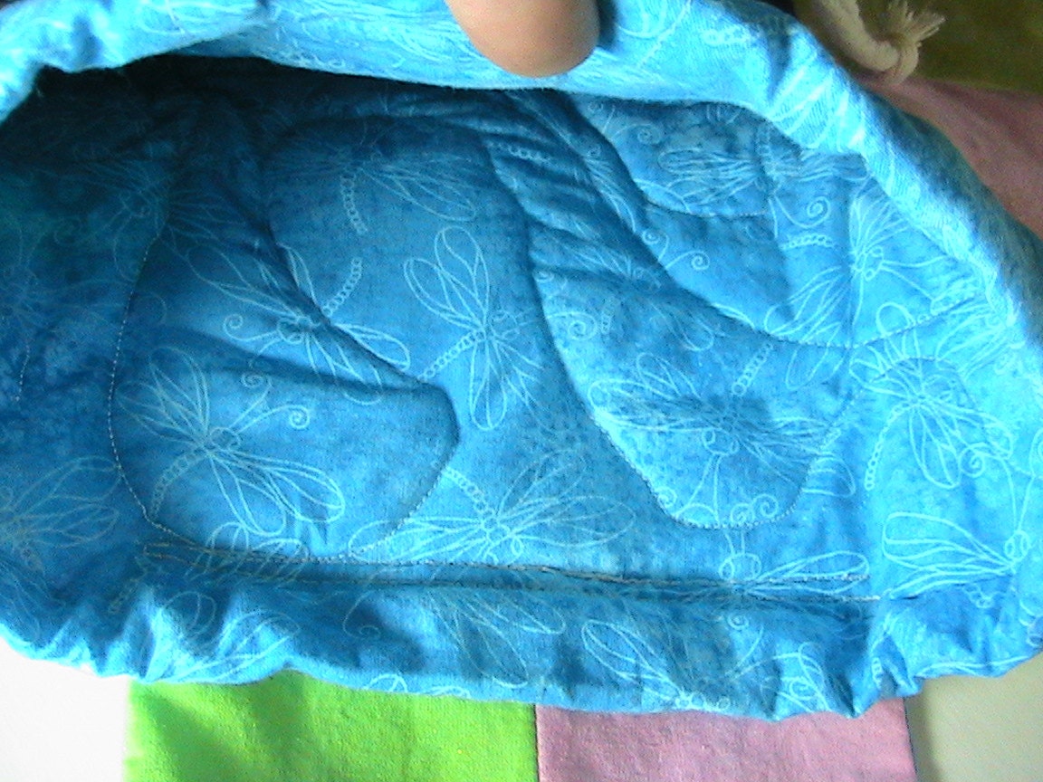Backpack Bag/Purse -- Quilted -- Pastels and Dragonfly Pattern (12" wide x 14" tall)