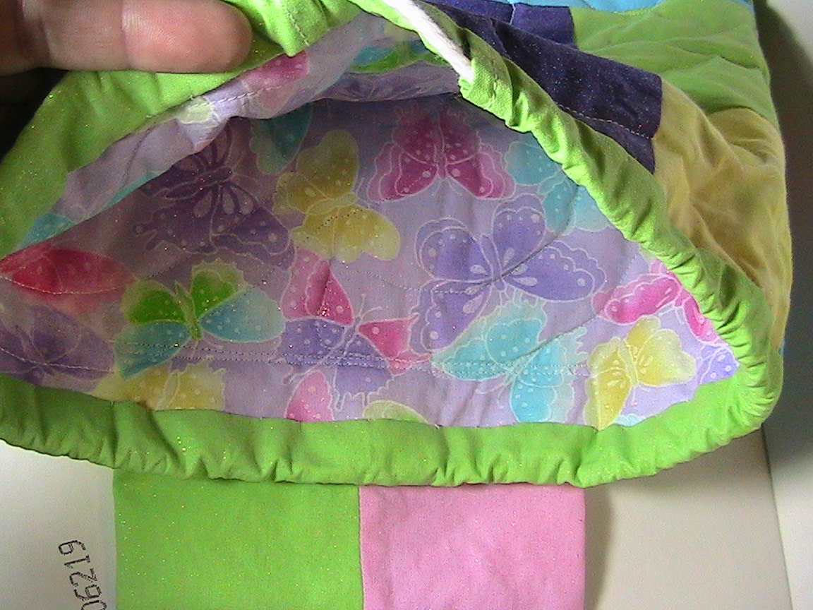 Backpack Bag/Purse -- Quilted -- Pastels and Butterfly Pattern (12" wide x 14" tall)