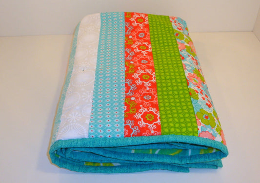 Baby Boy or Baby Girl Quilt- Jelly Roll Style with Flannel Back