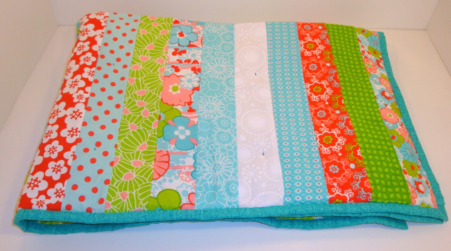 Baby Boy or Baby Girl Quilt- Jelly Roll Style with Flannel Back