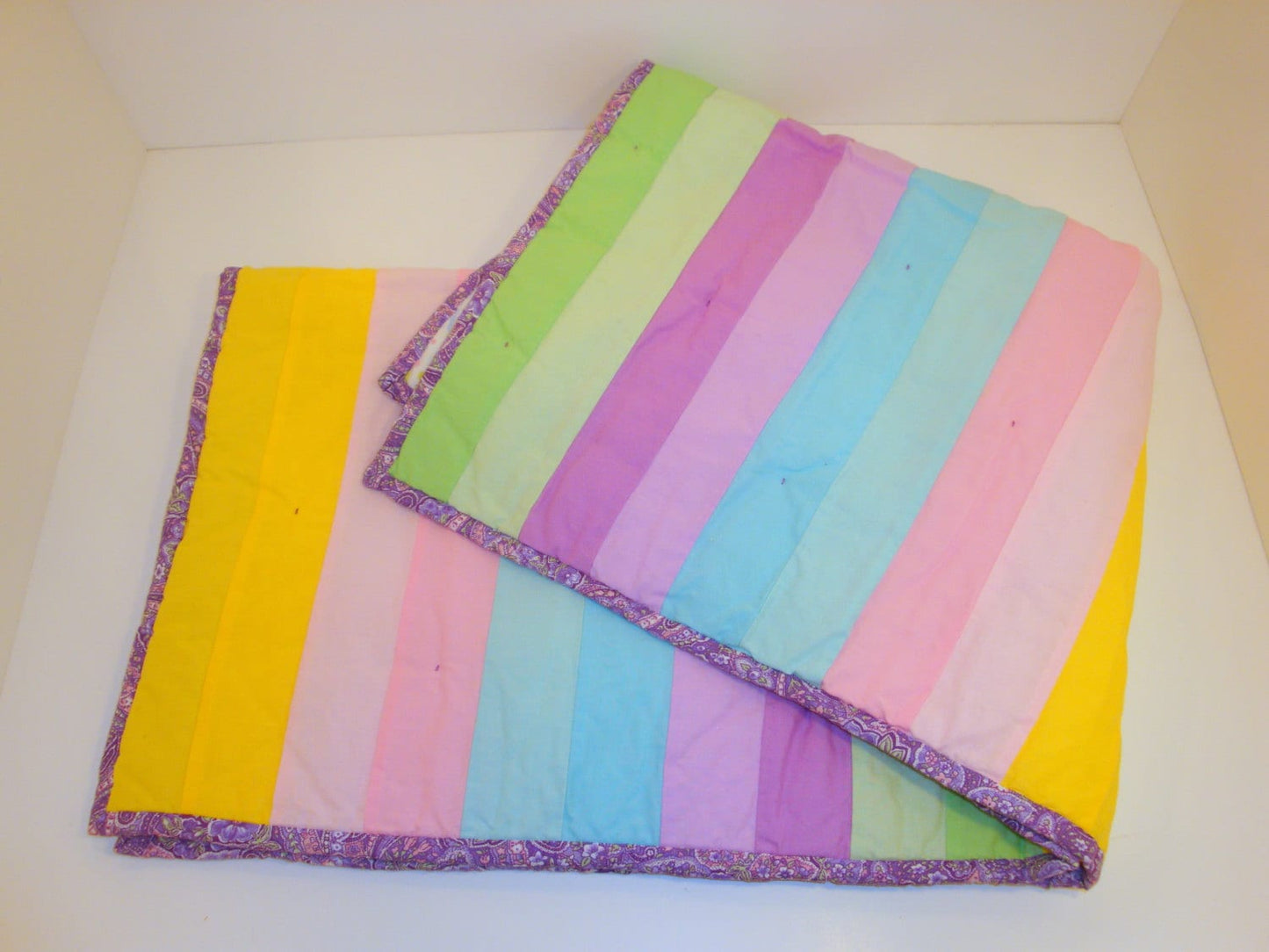 Baby Girl Quilt- Pastels Rainbows and Elephants-Jelly Roll