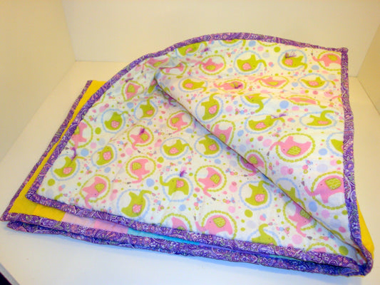 Baby Girl Quilt- Pastels Rainbows and Elephants-Jelly Roll