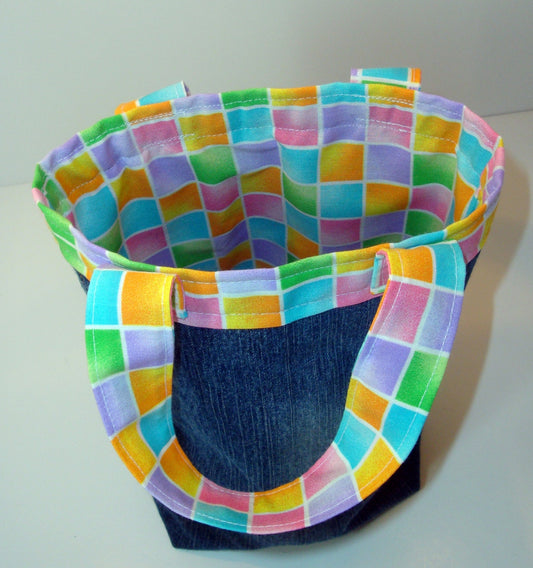 Carry Sack - Tote - Purse made from Upcycled Denim Blue Jeans