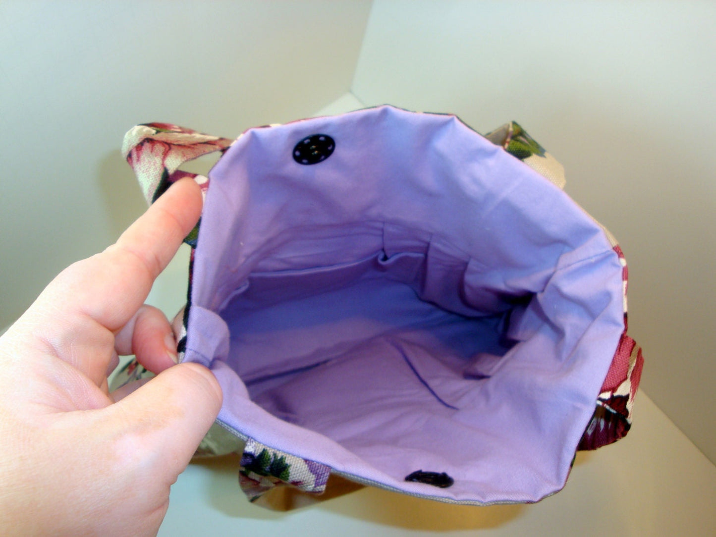 Pleated Purple and Mauve Flower Purse - Shoulder Bag