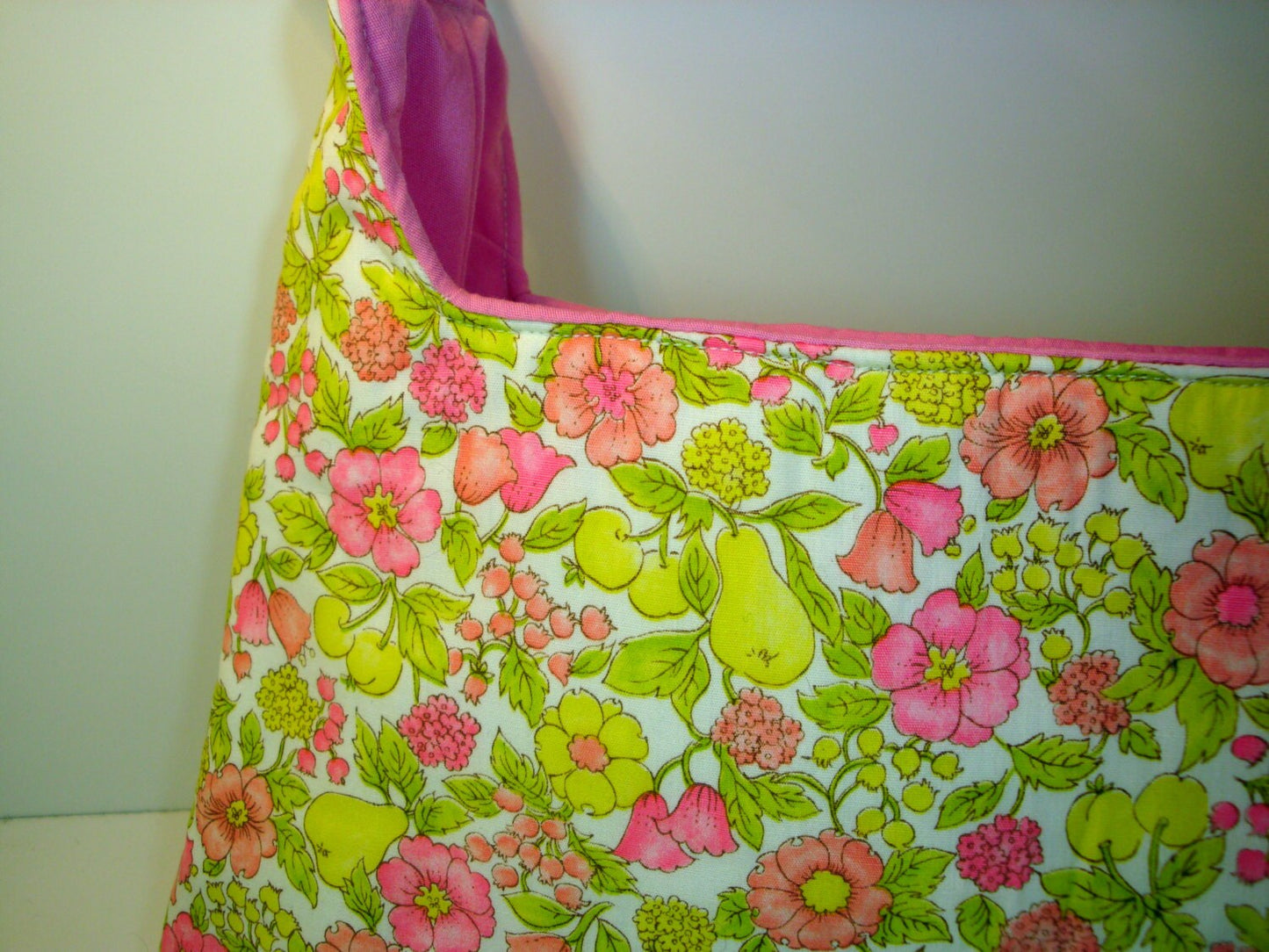Pear Tree & Flower Shoulder Bag / Purse with a Long Handle, Magnet Clasp, Inside Pocket, and Inside Zippered Pocket