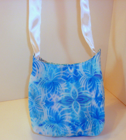 Blue Shoulder Bag / Purse with a Long Handle and a Snap