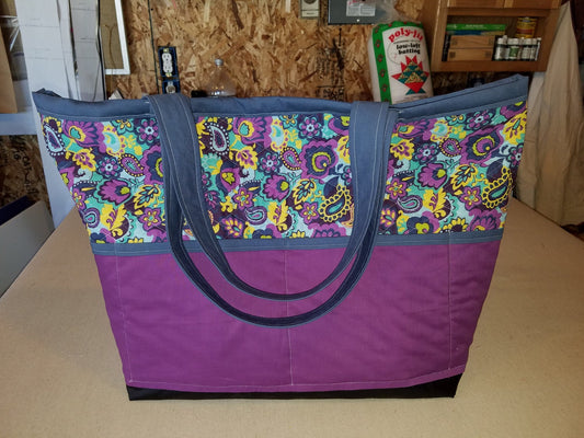 Large Travel Tote - Purple & Blue