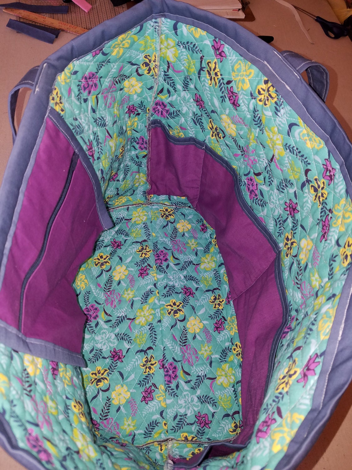 Large Travel Tote - Purple & Blue