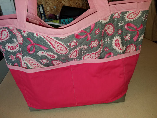 Large Travel Tote - Pink & Gray