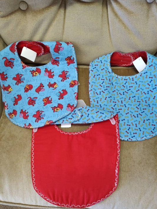 Toddler Bib, Drool Bib, Clifford the Big Red Dog Fabric