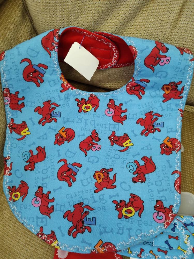 Toddler Bib, Drool Bib, Clifford the Big Red Dog Fabric