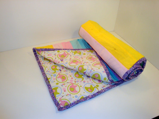 Baby Girl Quilt- Pastels Rainbows and Elephants-Jelly Roll
