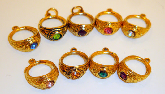 Colored Rhinestone - Graduation Class Ring Charm Necklaces - 16"