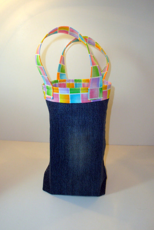 Carry Sack - Tote - Purse made from Upcycled Denim Blue Jeans