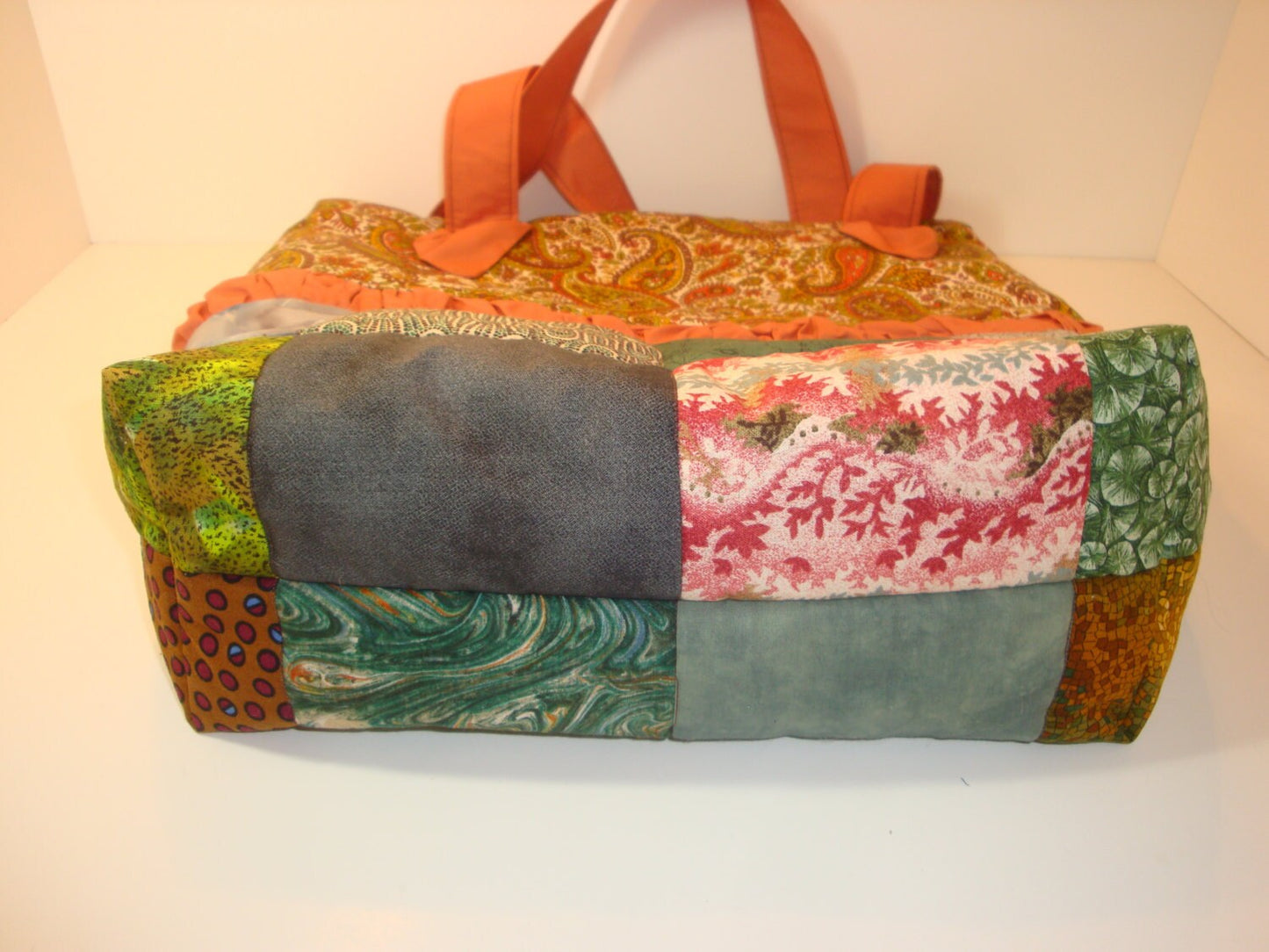 Quilted Shoulder Tote Purse - Browns and Greens