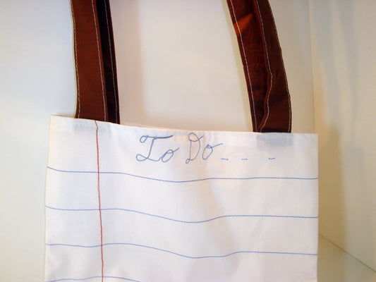 Lined Note Book Paper Tote Bag- School Themed Bag