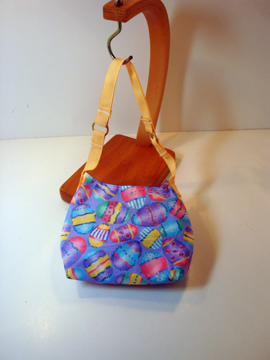 Easter Egg and Sparkles Bag /Child's Purse with a Ribbon Handle and a Snap